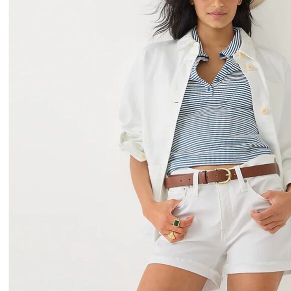 J. Crew Pants - J.CREW Denim Short White Cotton Blend Stretch Pockets Zip Summer Casual 23 NEW